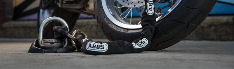 motorcycle locked with chain