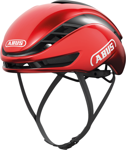 quarter view of performance red ABUS GameChanger 2.0 helmet