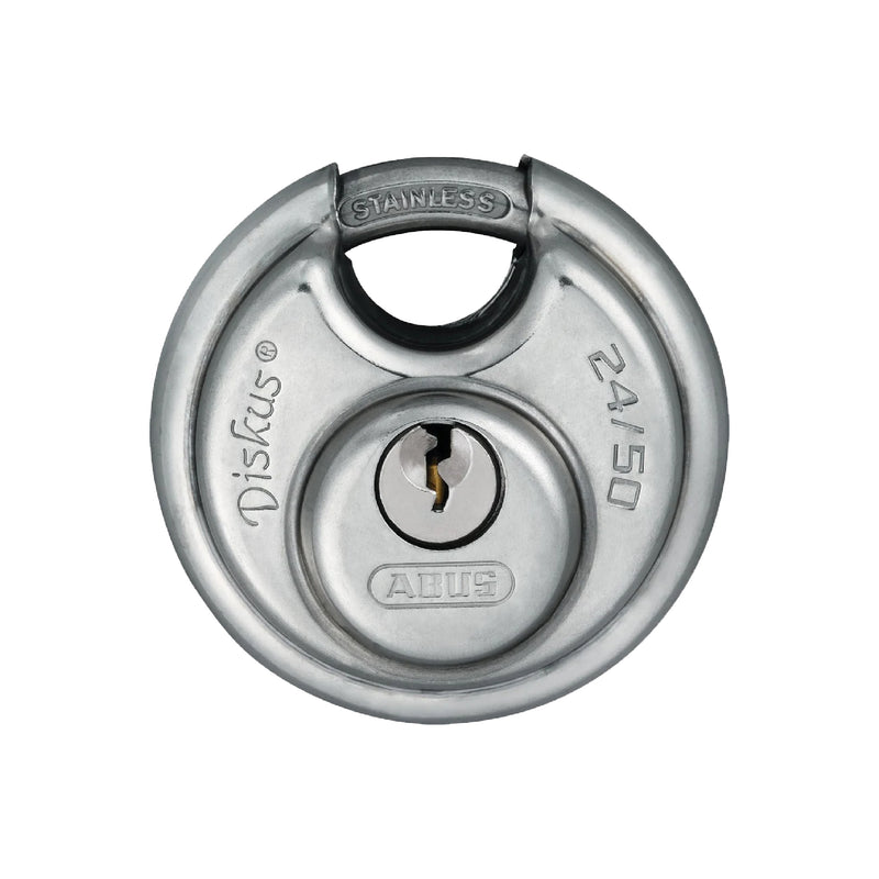 Load image into Gallery viewer, Diskus® stainless steel padlock on a white background.