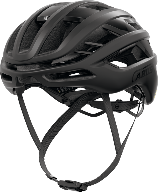 Black bicycle helmet on a white background
