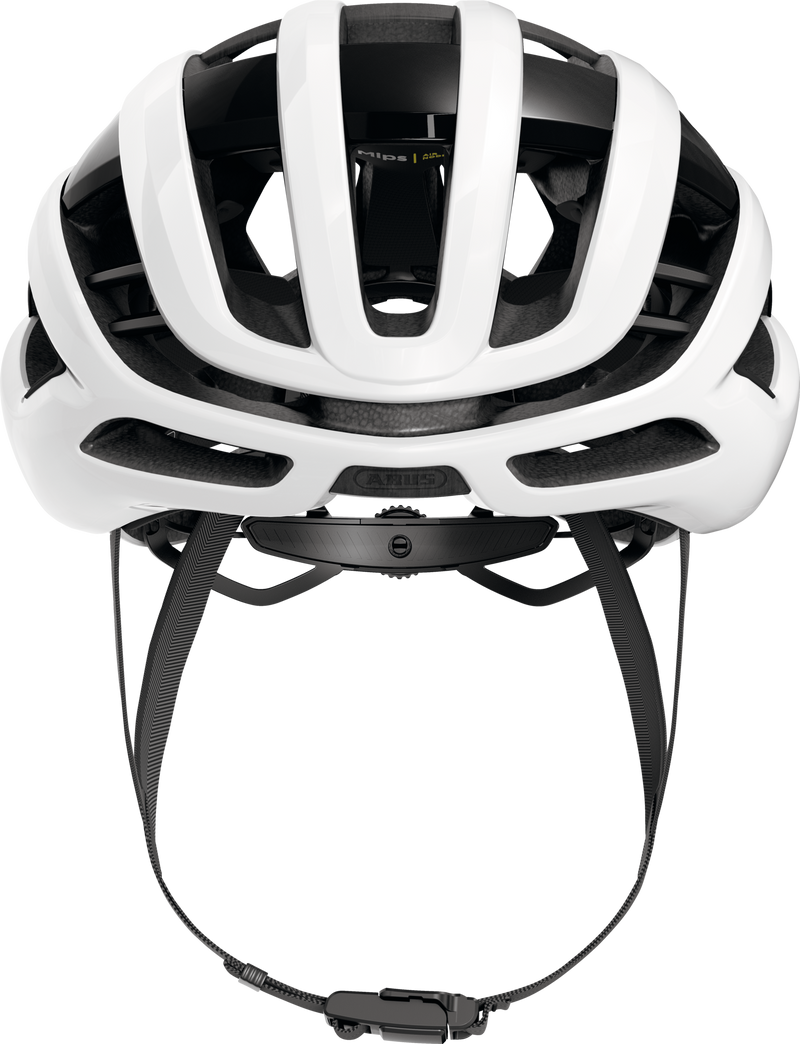 Load image into Gallery viewer, White bicycle helmet with black accents on a white background.#color_shiny white
