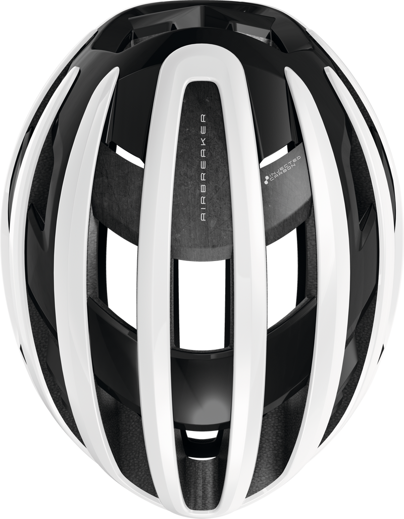 Load image into Gallery viewer, Black and white helmet with 'Specialized' branding on a white background.#color_shiny white
