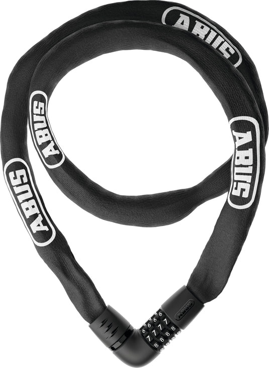 Black ABUS bike lock on a white background