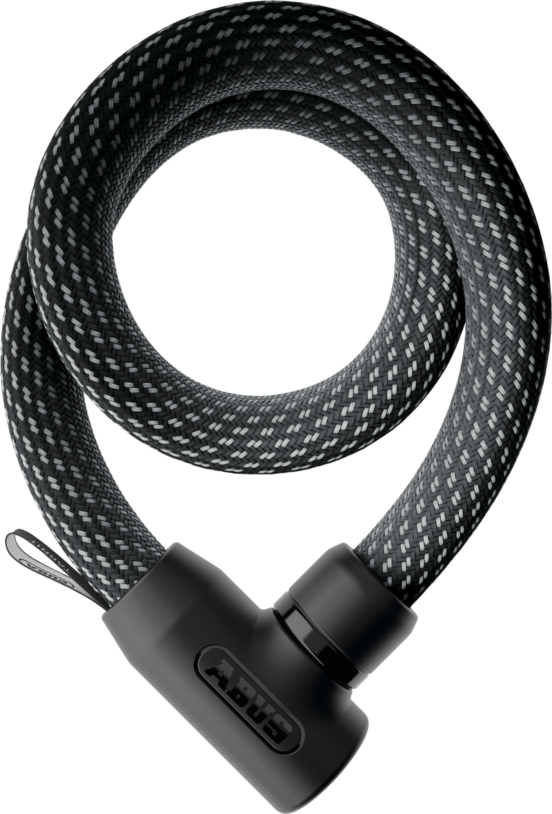 Load image into Gallery viewer, Black braided cable lock with a black lock mechanism on a white background #color_black
