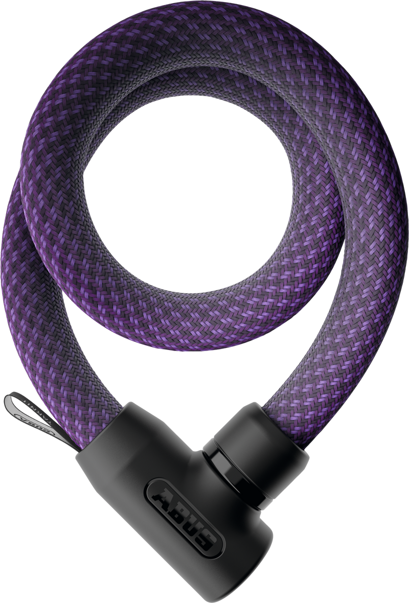 Load image into Gallery viewer, Purple braided cable lock with black metal connector on a white background #color_midnight purple
