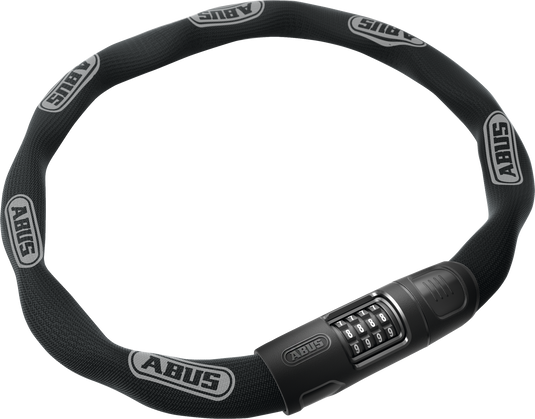 Black Abus chain lock on a white background 
