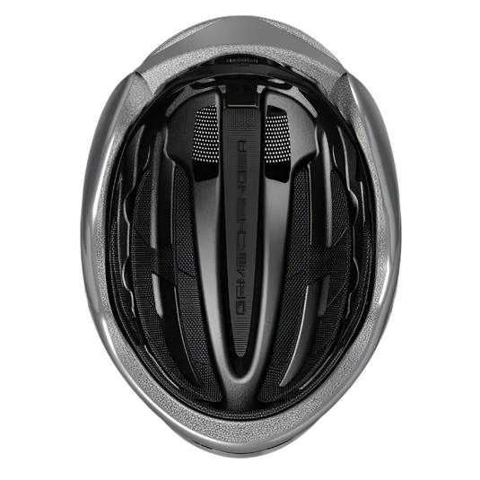 underside view of race grey ABUS GameChanger 2.0 helmet