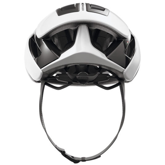 rear view of shiny white ABUS GameChanger 2.0 helmet