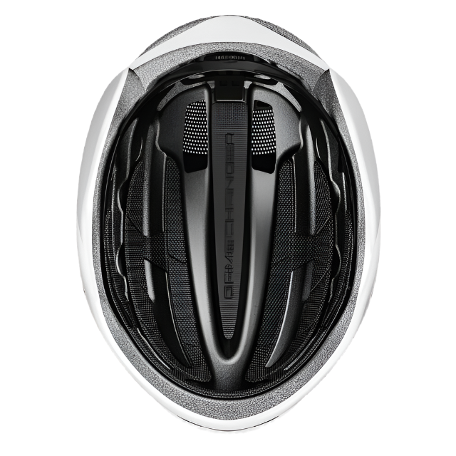 Load image into Gallery viewer, underside view of shiny white ABUS GameChanger 2.0 helmet #Color_Shiny White
