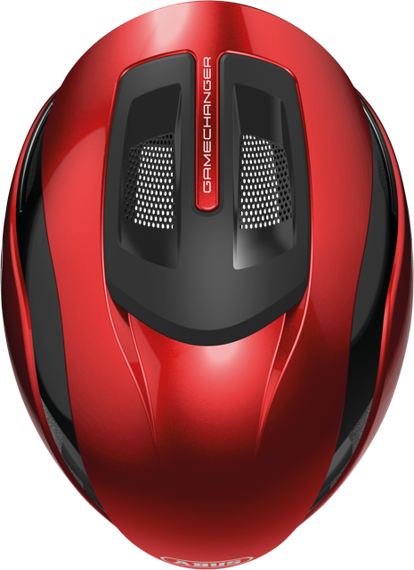Load image into Gallery viewer, top view of performance red ABUS GameChanger 2.0 helmet #Color_PERFORMANCE RED
