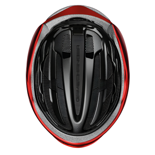 underside view of performance red ABUS GameChanger 2.0 helmet