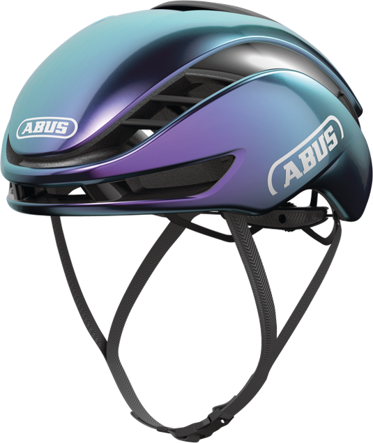 quarter view of flip flop purple ABUS GameChanger 2.0 helmet