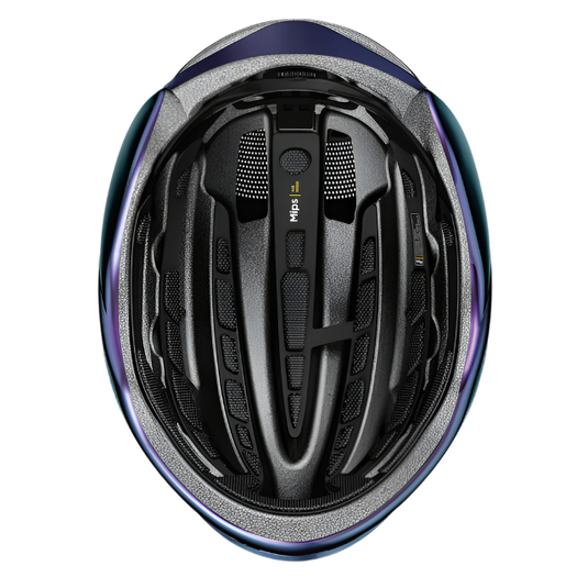 underside view of flip flop purple GameChanger 2.0 MIPS helmet.