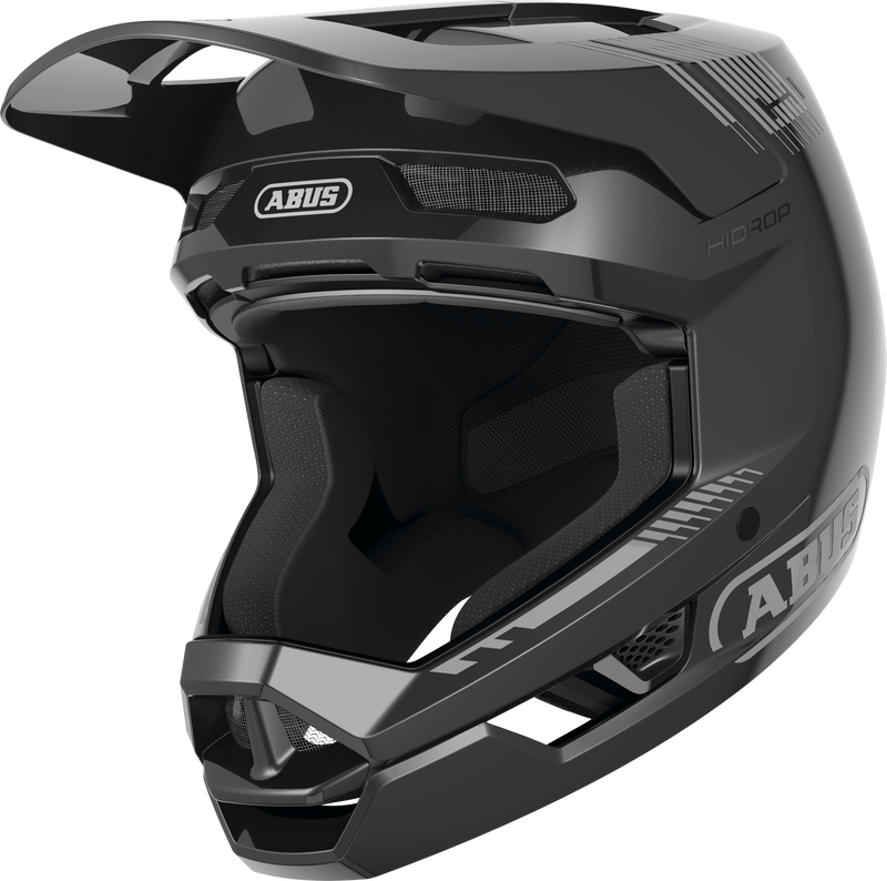 Load image into Gallery viewer, Black bicycle helmet with 'ABUS' branding on a white background #color_muted black
