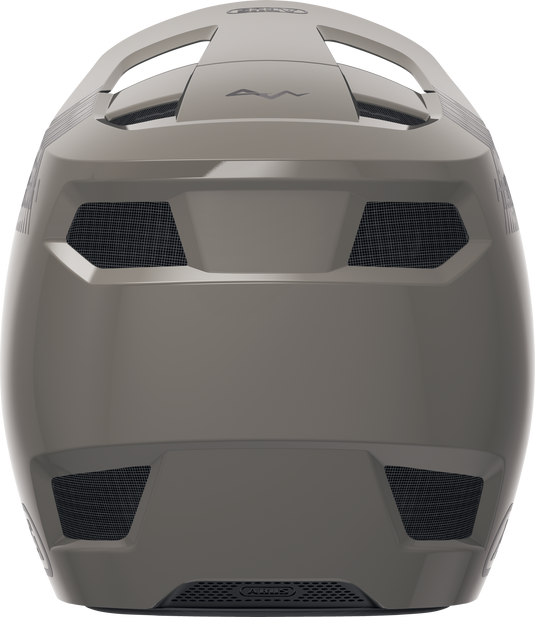 rear view of Gray helmet with mesh ventilation on a white background