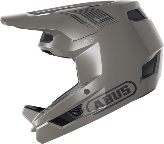 Gray ABUS helmet on a white background