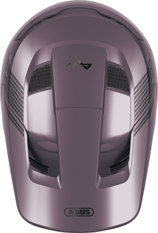 top view of purple bicycle helmet
