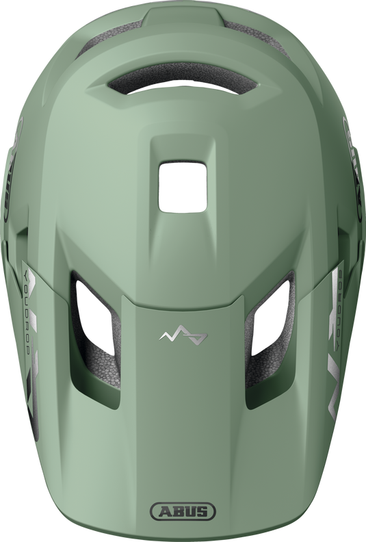 Green helmet with ABUS logo on a white background
