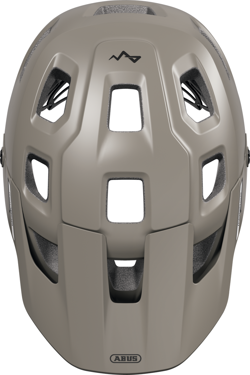 Load image into Gallery viewer, Tan helmet with a brand logo on a white background #color_dust grey

