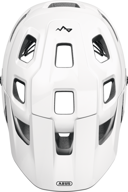 White helmet with a brand logo on a white background