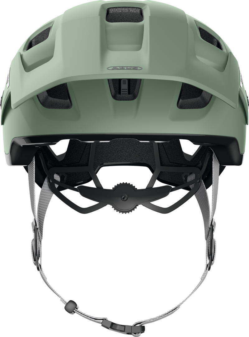 Load image into Gallery viewer, Purple helmet with black interior and chin strap on a white background #color_mist green
