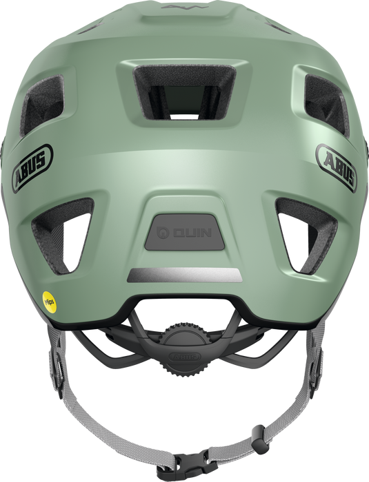 Green helmet with visible branding on a white background