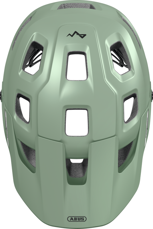 Green helmet with a brand logo on a white background