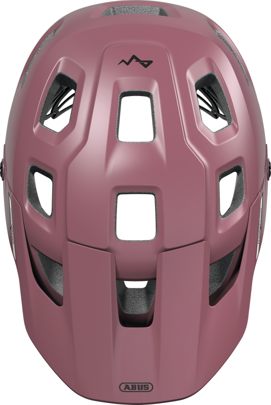 Pink helmet with a brand logo on a white background