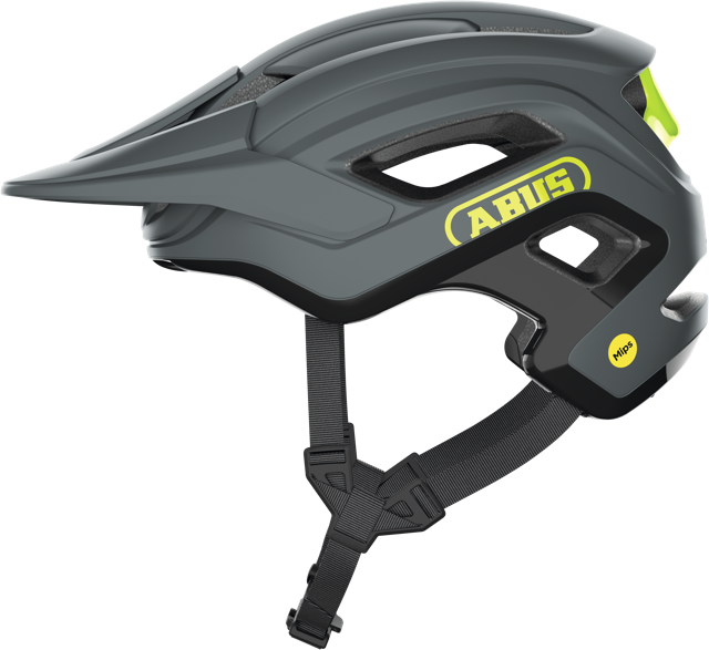 side view of concrete grey ABUS CliffHanger MIPS Helmet 