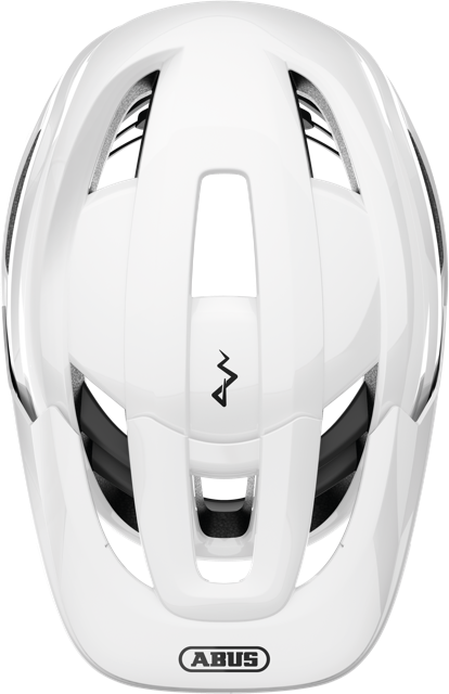 Load image into Gallery viewer, top view of shiny white ABUS CliffHanger MIPS Helmet #color_Shiny White
