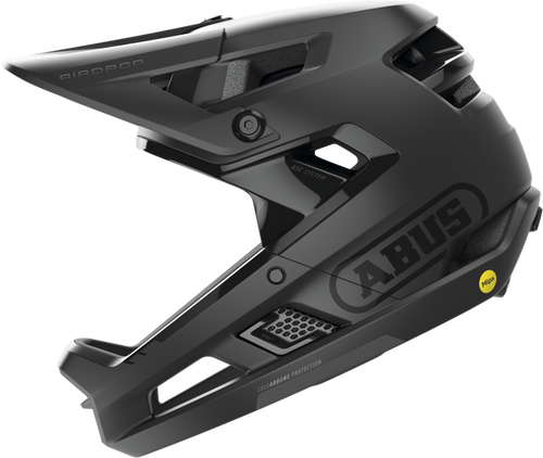 side view of velvet black ABUS AirDrop MIPS helmet 