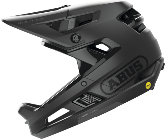 side view of velvet black ABUS AirDrop MIPS helmet 