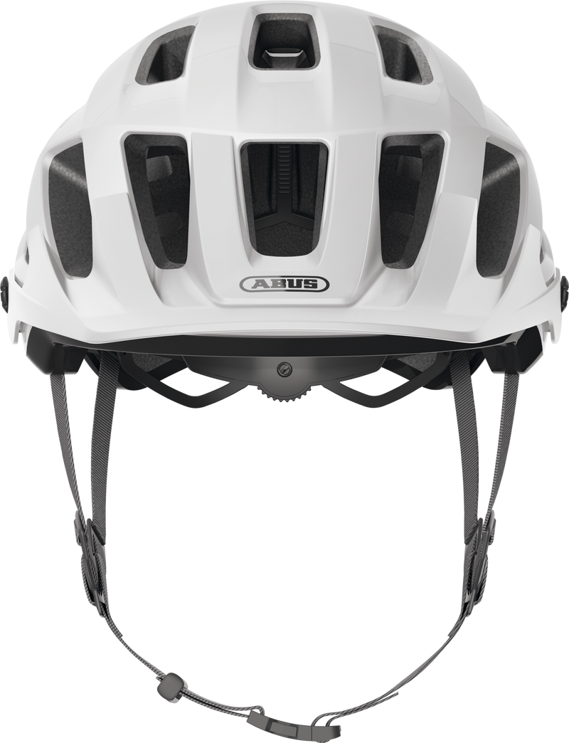 Load image into Gallery viewer, front view of the shiny white Moventor MIPS helmet.  #color_polar white
