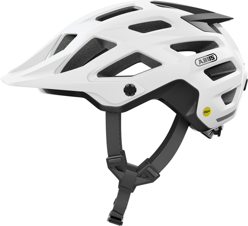 Load image into Gallery viewer, side view of the shiny white Moventor MIPS helmet.  #color_polar white
