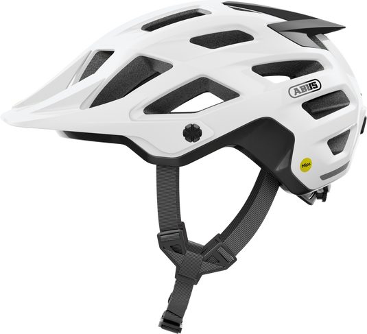 side view of the shiny white Moventor MIPS helmet.