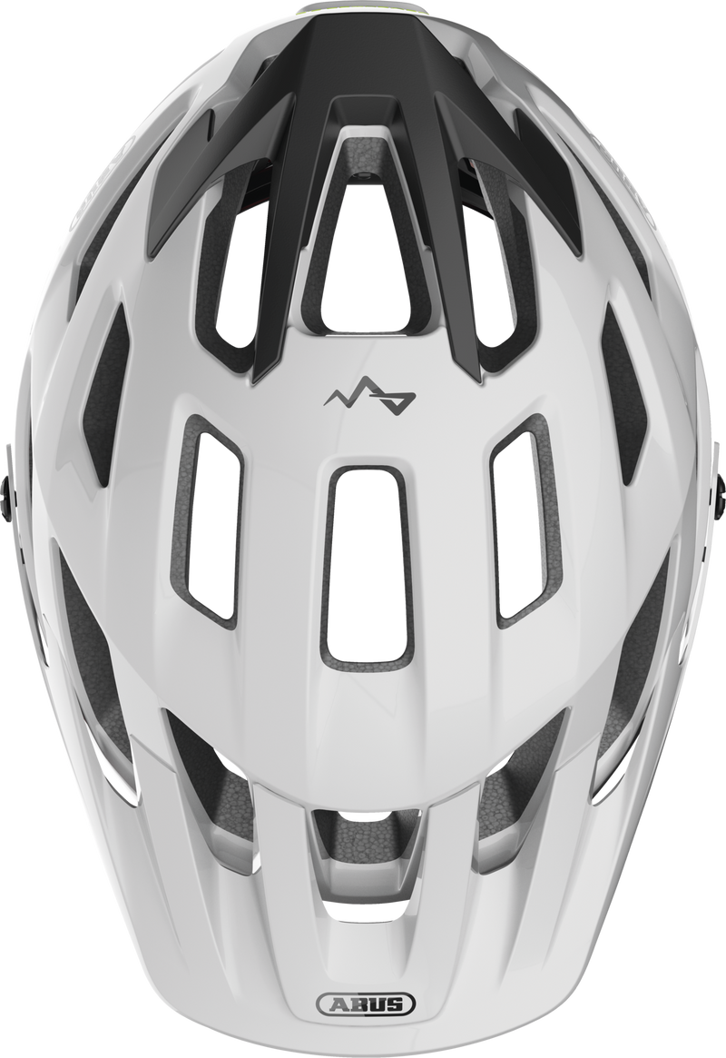 Load image into Gallery viewer, top view of the shiny white Moventor MIPS helmet.  #color_polar white
