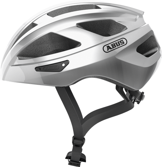 side view of gleam silver Macator MIPS