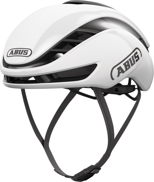 quarter view of the shiny white GameChanger 2.0 MIPS helmet.