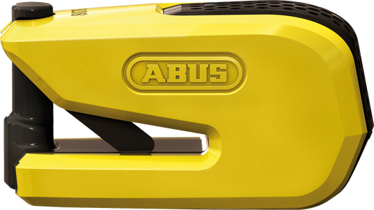 Yellow Abus lock on a white background