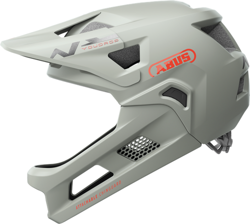 side view of chalk grey ABUS YouDrop FF helmet 