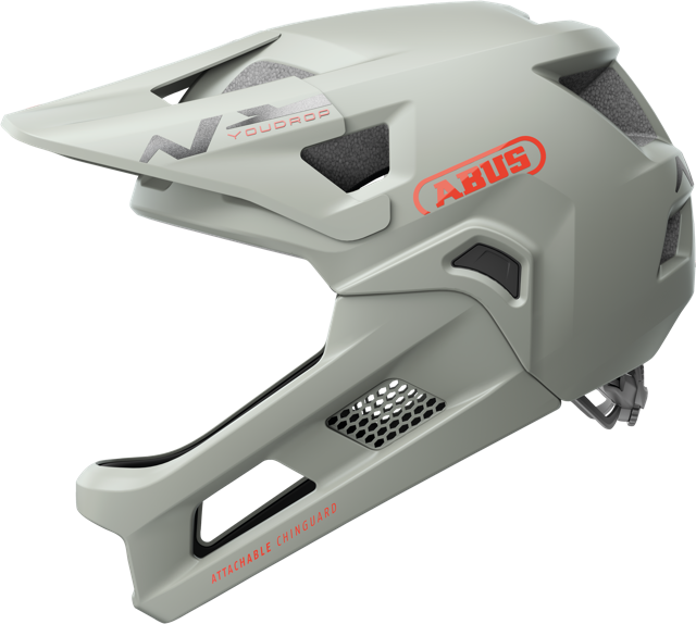 side view of chalk grey ABUS YouDrop FF helmet 