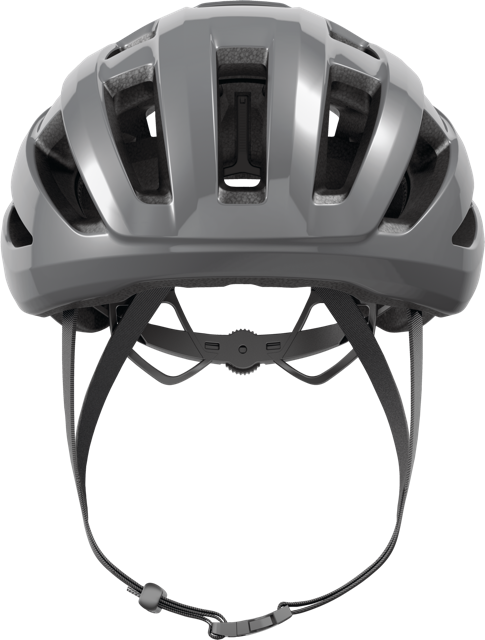 front view of race grey ABUS PowerDome MIPS helmet