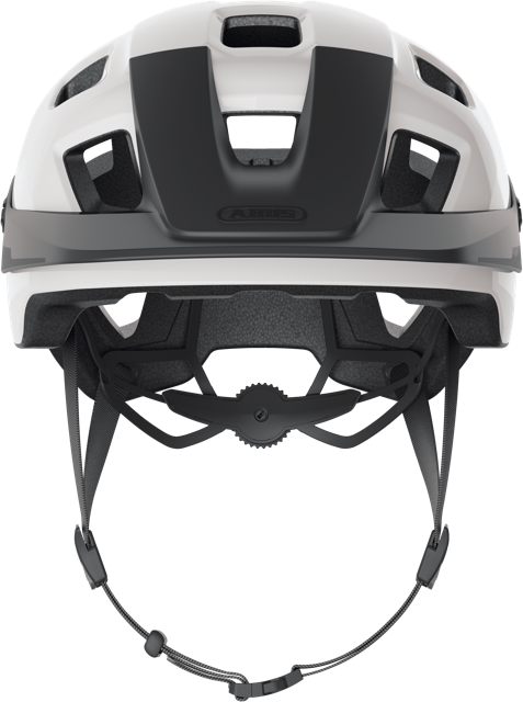 Load image into Gallery viewer, front view of shiny white ABUS MoTrip MIPS helmet #color_shiny white
