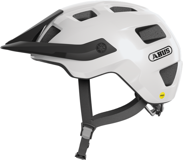 Load image into Gallery viewer, side view of shiny white ABUS MoTrip MIPS helmet #color_shiny white
