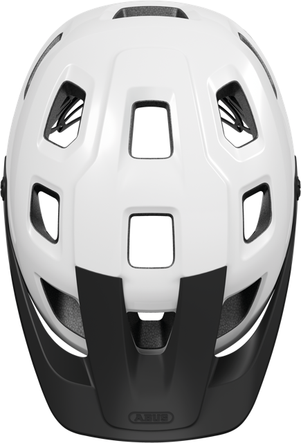 Load image into Gallery viewer, top view of shiny white ABUS MoTrip MIPS helmet #color_shiny white
