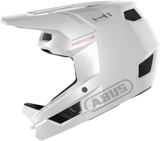 side view of shiny white ABUS HiDrop helmet