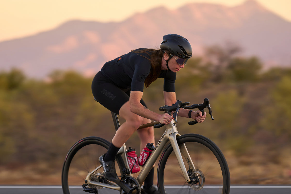 Female rider at dusk wearing GameChanger 2.0 helmet