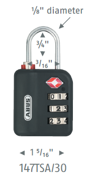 147TSA/30 Combination Travel Lock