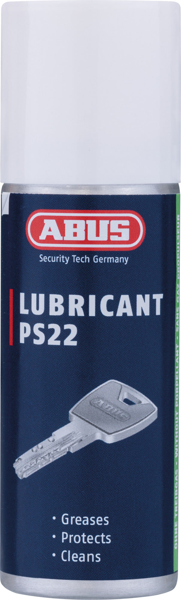 Load image into Gallery viewer, ABUS Lubricant PS22 can with key illustration on a blue background
