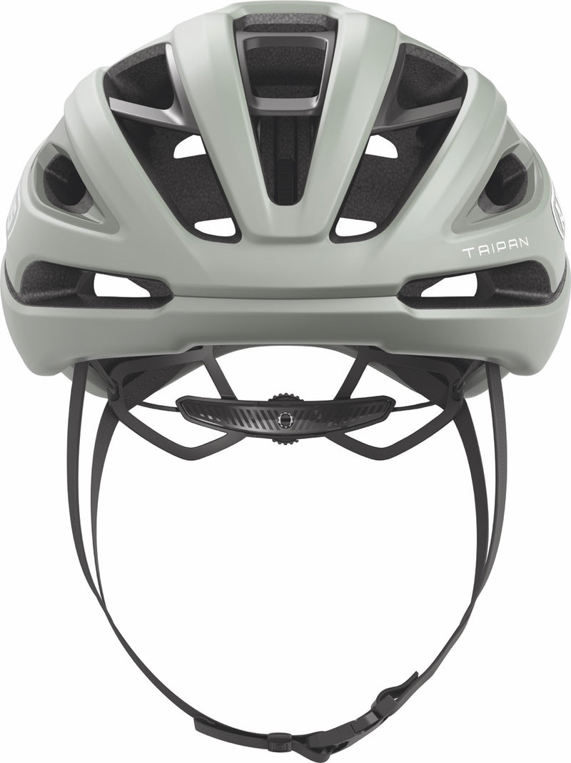 Load image into Gallery viewer, green bicycle helmet with black straps on a white background#color_frosted green
